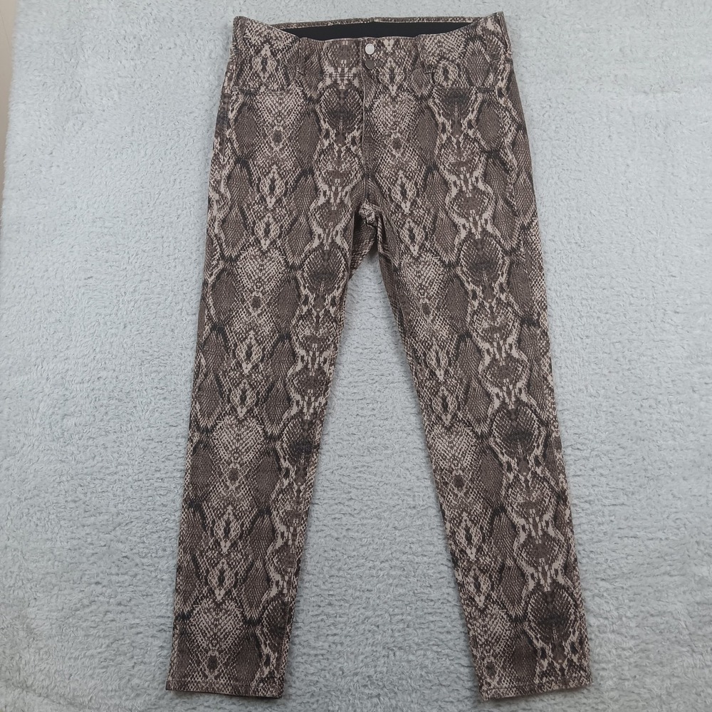 Apt. 9 Pant Straight Leg Woman 16 Brown Snakeskin Print Elastic Comfort Waist